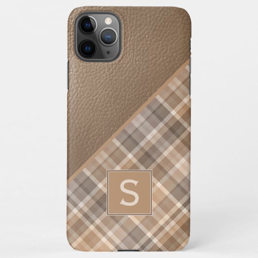 Beige Tan Lichtbruin Taupe Plaid Gingham Patroon iPhone Hoesje (Achterkant)