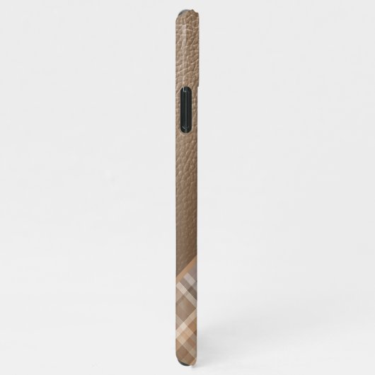Beige Tan Lichtbruin Taupe Plaid Gingham Patroon iPhone Hoesje (Rechterkant)