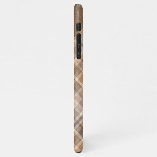 Beige Tan Lichtbruin Taupe Plaid Gingham Patroon iPhone Hoesje (Linkerkant)