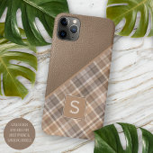 Beige Tan Lichtbruin Taupe Plaid Gingham Patroon iPhone Hoesje