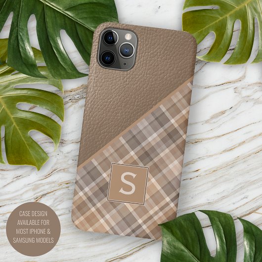 Beige Tan Lichtbruin Taupe Plaid Gingham Patroon iPhone Hoesje