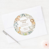 Beige tan safaridieren boho bohemian baby shower ronde sticker (Envelop)