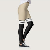 Beige Tan Skin Kleur Zwart Wit Knie High Sock Leggings (Rechts)