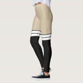 Beige Tan Skin Kleur Zwart Wit Knie High Sock Leggings (Links)