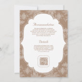 Beige Tan Witte Kant Werkbare Strik QR Code Bruilo Kaart (Achterkant)