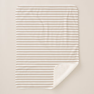 Beige tan Witte strips Sherpa Deken
