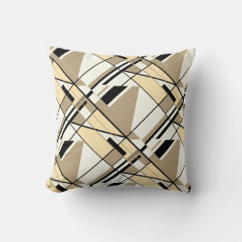 Beige, Tan, zwart op wit, herhalend design Kussen