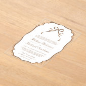 Beige Tane Coquette Strik Bruiloft Acryl Uitnodigingen (Laagn)