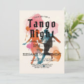 Beige Tango feest en Tango dansers uitnodiging (Staand voorkant)
