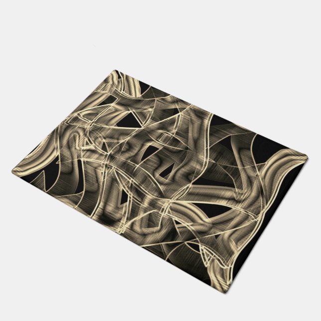 Beige tapvormige krommen, contrasterende hulplijne deurmat (Schuin)