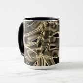 Beige tapvormige krommen, contrasterende hulplijne mok (Voorkant links)