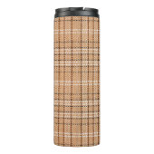 beige tartan achtergrond een gecontroleerd vlechtw thermosbeker (Achterkant)