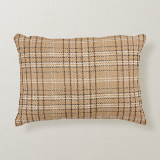 Beige Tartan: Klassiek Plaid Weave. Accent Kussen