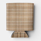 Beige Tartan: Klassiek Plaid Weave. Blikjeskoeler (Voorkant)