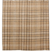 Beige Tartan: Klassiek Plaid Weave. Douchegordijn (Voorkant)