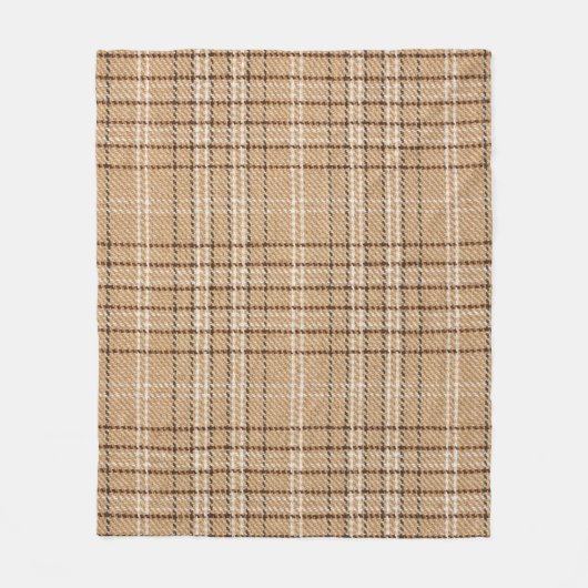 Beige Tartan: Klassiek Plaid Weave. Fleece Deken (Voorkant)