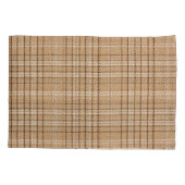 Beige Tartan: Klassiek Plaid Weave. Kussensloop (Achterkant)