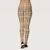 Beige Tartan: Klassiek Plaid Weave. Leggings (Achterkant)