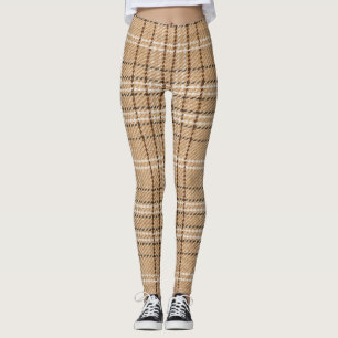Beige Tartan: Klassiek Plaid Weave. Leggings