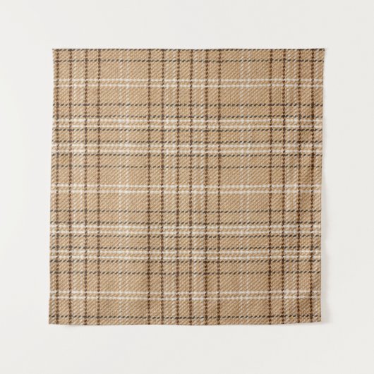 Beige Tartan: Klassiek Plaid Weave. Wandkleed (Voorkant)