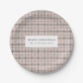 Beige Tartan met kerstmis Papieren Bordje (Voorkant)