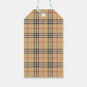 Beige Tartan Plaid Baby shower Cadeaulabel (Achterkant)
