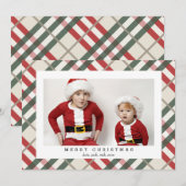 Beige Tartan Pset-fotokaart voor kerstmis Feestdagenkaart (Voorkant / Achterkant)