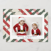 Beige Tartan Pset-fotokaart voor kerstmis Feestdagenkaart (Voorkant / Achterkant)