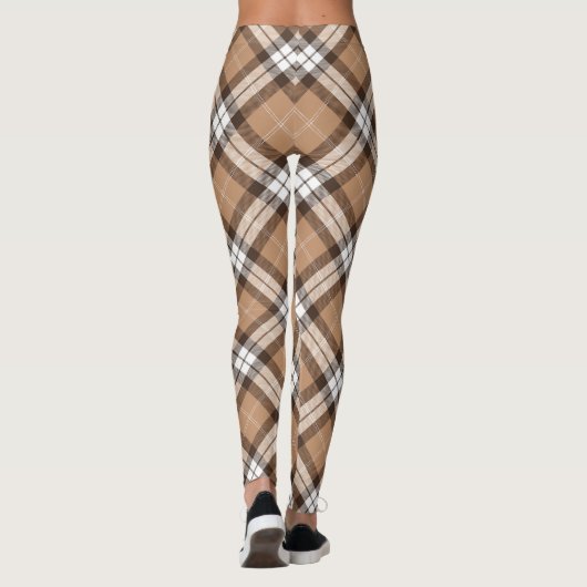Beige Tartan Pset Scottish Argyle Pattern Leggings (Achterkant)