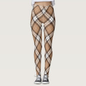 Beige Tartan Pset Scottish Argyle Pattern Leggings (Voorkant)