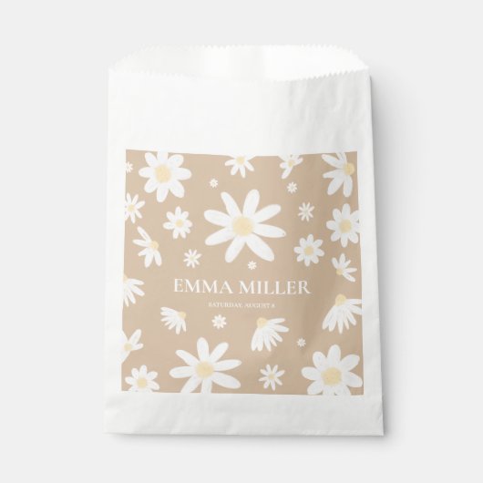 Beige Tassen met Madeliefjes als Favoriet Bedankzakje (Voorkant)