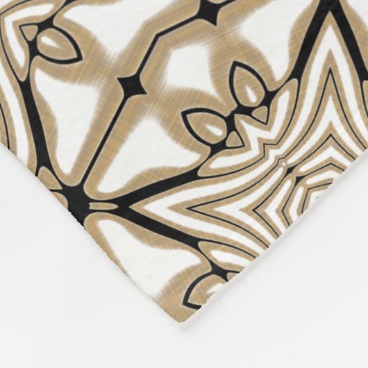 Beige Taupe Bruin Zwart Wit Bohemian Tribe Art Fleece Deken (Hoek)