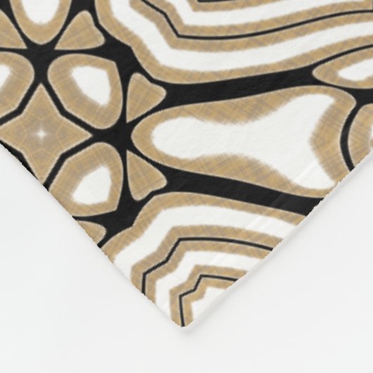 Beige Taupe Bruin Zwart Wit Bohemian Tribe Art Fleece Deken (Hoek)