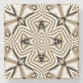 Beige Taupe Bruin Zwart Wit Bohemian Tribe Art Stenen Onderzetter (Voorkant)