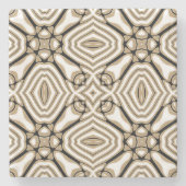 Beige Taupe Bruin Zwart Wit Bohemian Tribe Art Stenen Onderzetter (Voorkant)