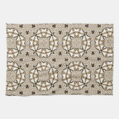 Beige Taupe Bruin Zwart Wit Bohemian Tribe Art Theedoek (Horizontaal)