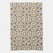 Beige Taupe Bruin Zwart Wit Bohemian Tribe Art Theedoek (Verticaal)