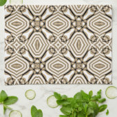 Beige Taupe Bruin Zwart Wit Bohemian Tribe Art Theedoek (Gevouwen)