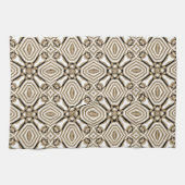 Beige Taupe Bruin Zwart Wit Bohemian Tribe Art Theedoek (Horizontaal)