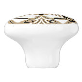 Beige Taupe Bruin Zwart Wit Etnische Tribe Art Keramische Knop (Zijkant)