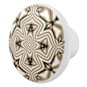 Beige Taupe Bruin Zwart Wit Etnische Tribe Art Keramische Knop (Rechts)