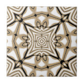 Beige Taupe Bruin Zwart Wit Etnische Tribe Art Tegeltje (Voorkant)