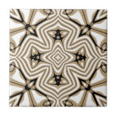 Beige Taupe Bruin Zwart Wit Etnische Tribe Art Tegeltje (Voorkant)