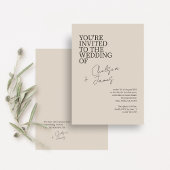 Beige Taupe | Chic Script minimalistische bruiloft Kaart