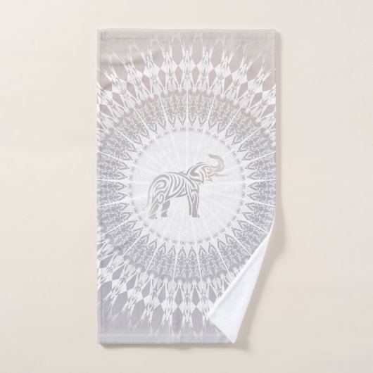 Beige Taupe Elephant Mandala Bad Handdoek (Handdoek)