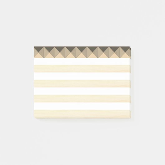 Beige Taupe en witte strepen Post-it® Notes (Voorkant)