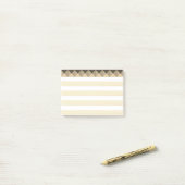Beige Taupe en witte strepen Post-it® Notes (Op bureau)