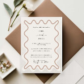 Beige Taupe golvende grens bruiloft uitnodiging