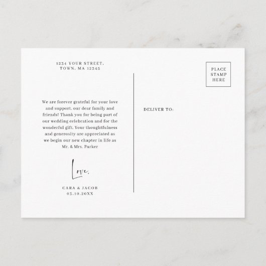 Beige Taupe-grens Dank u briefkaart (Achterkant)