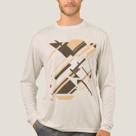 Beige Taupe Hedendaagse MCM-geïnspireerde Abstract Tri-Blend Shirt